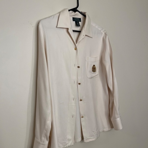 Lauren Ralph Lauren 100% Silk Twill Shirt size PM - Picture 3 of 8